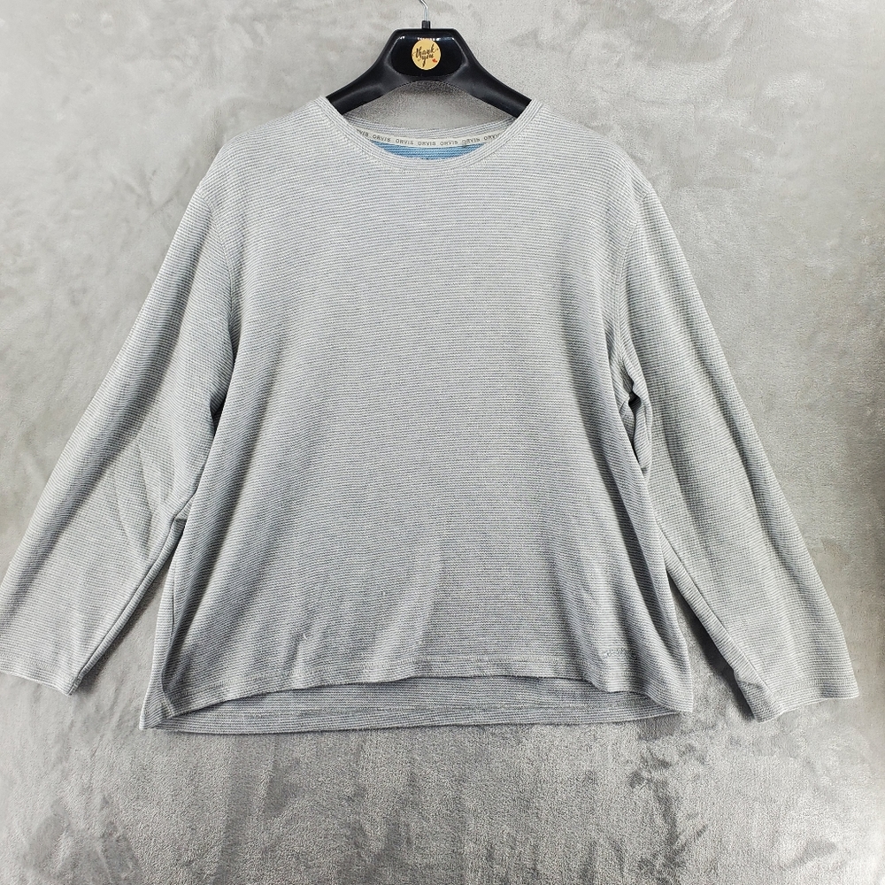 Orvis Mens Xl Gray Long Sleeve Sweater/ Base Layer Rayon/‎ Polyester crewneck